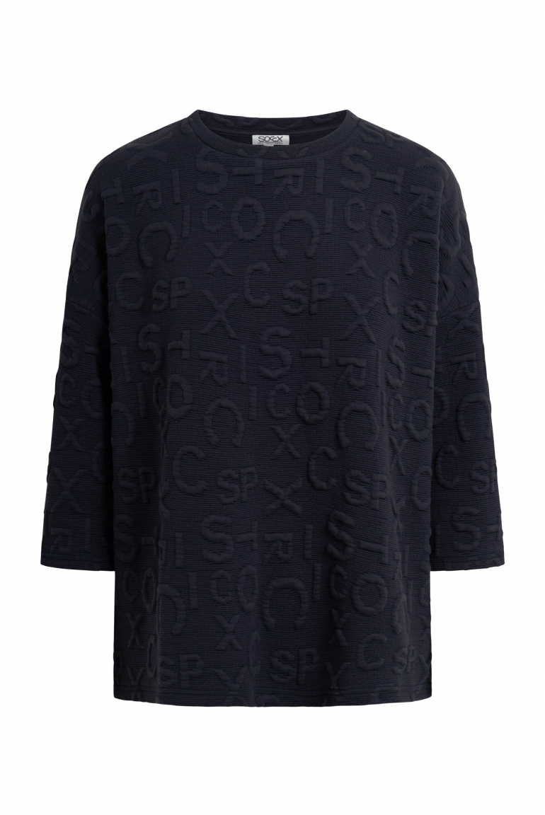 Strukturiertes Sweatshirt mit Intarsia-Artwork blue navy