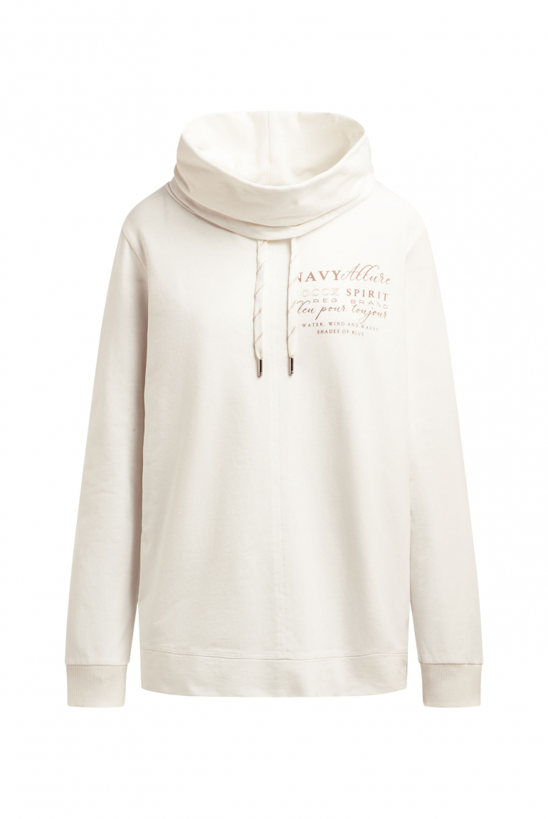 Sweatshirt mit hohem Kragen und Backprint ivory