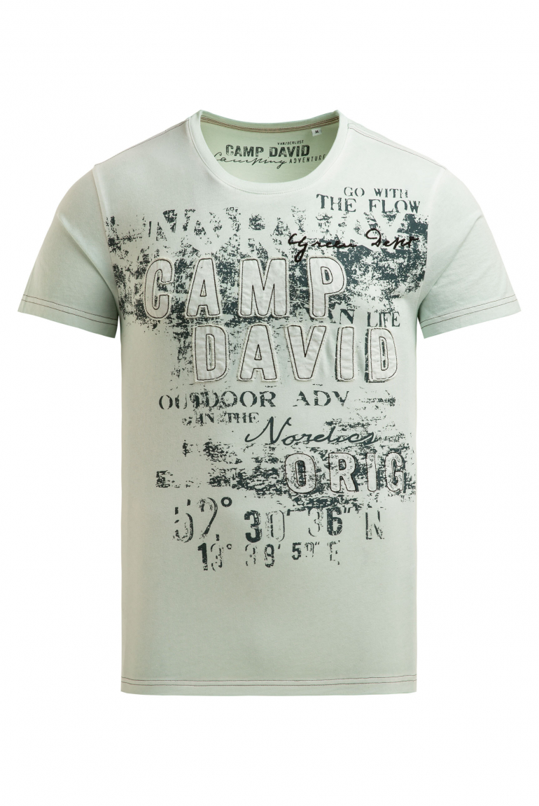 T-Shirt im Used Look mit Logo-Applikationen faded mint