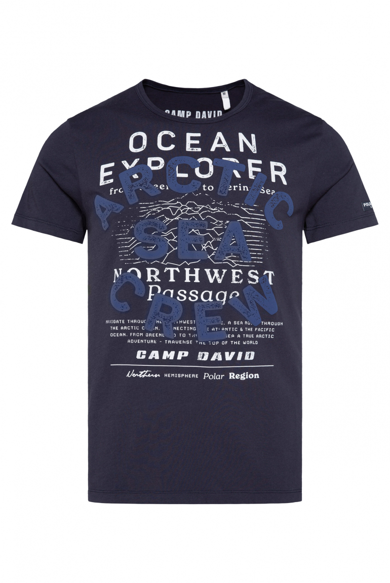 T-Shirt mit Puffprint im Used Look blue navy