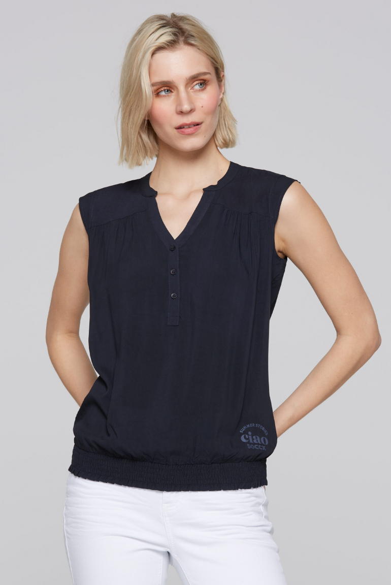 Ärmellose Bluse mit Rücken-Artwork
