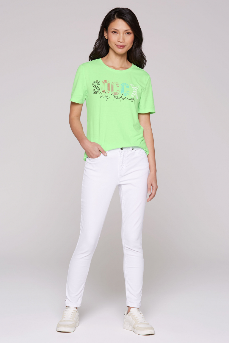 Basic T-Shirt mit Rundhalsausschnitt und Logo