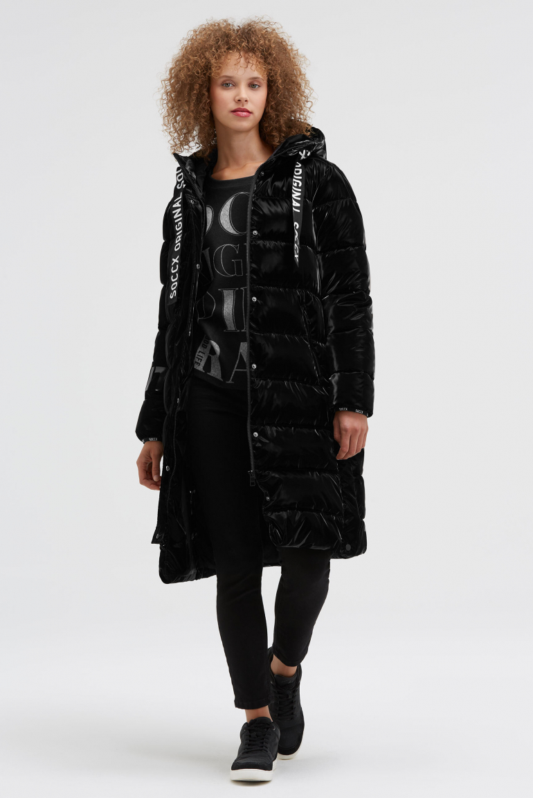 Glänzender Stepp-Parka mit Logo Artworks