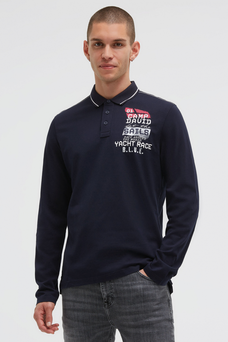 Langarmpolo mit Rücken-Artwork