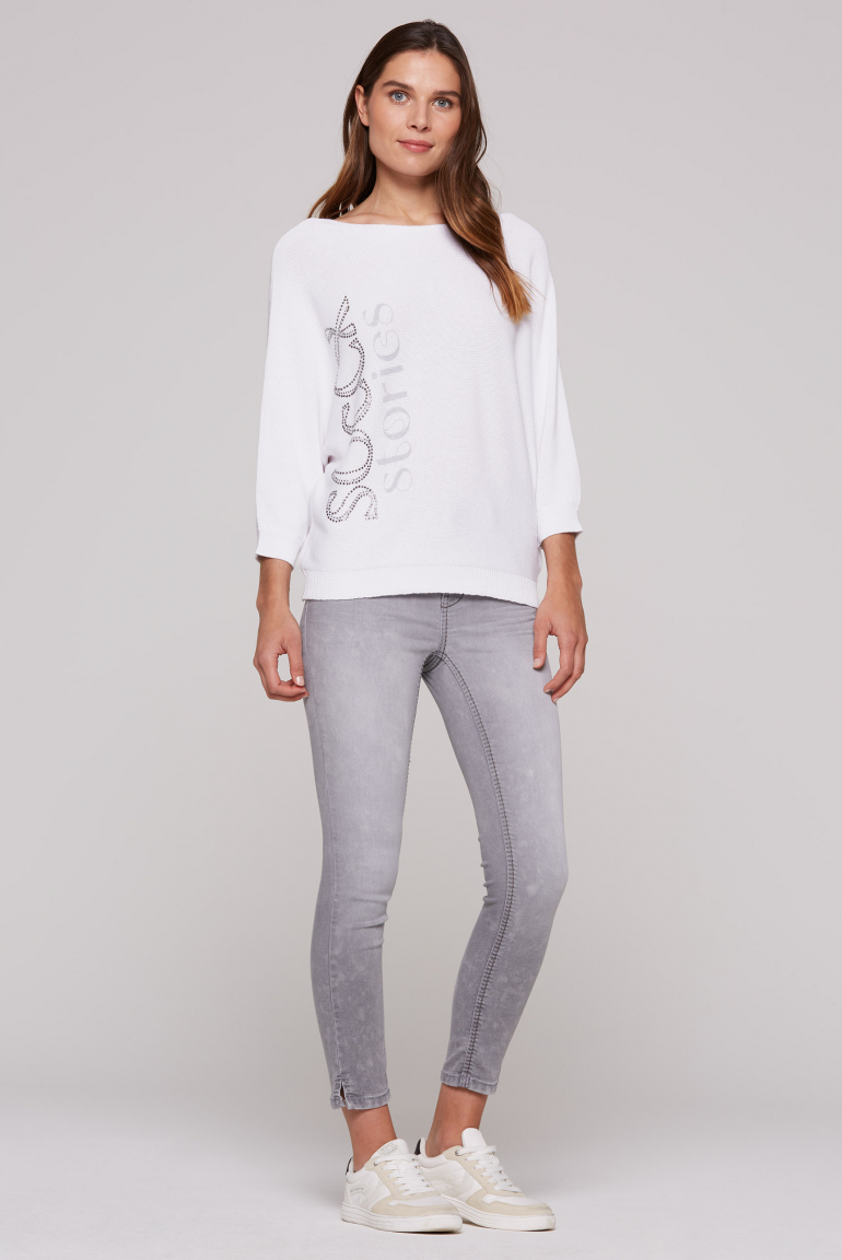 Pullover mit Fledermausärmeln und Logo Artwork