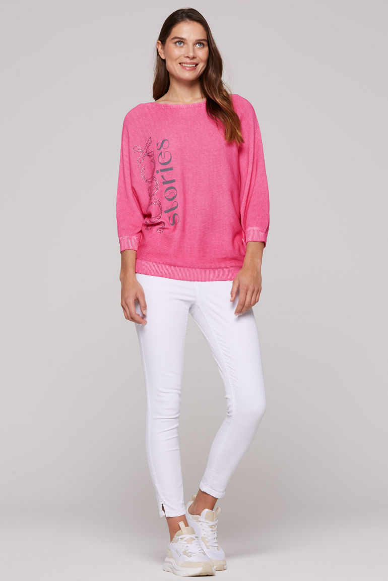 Pullover mit Fledermausärmeln und Logo Artwork