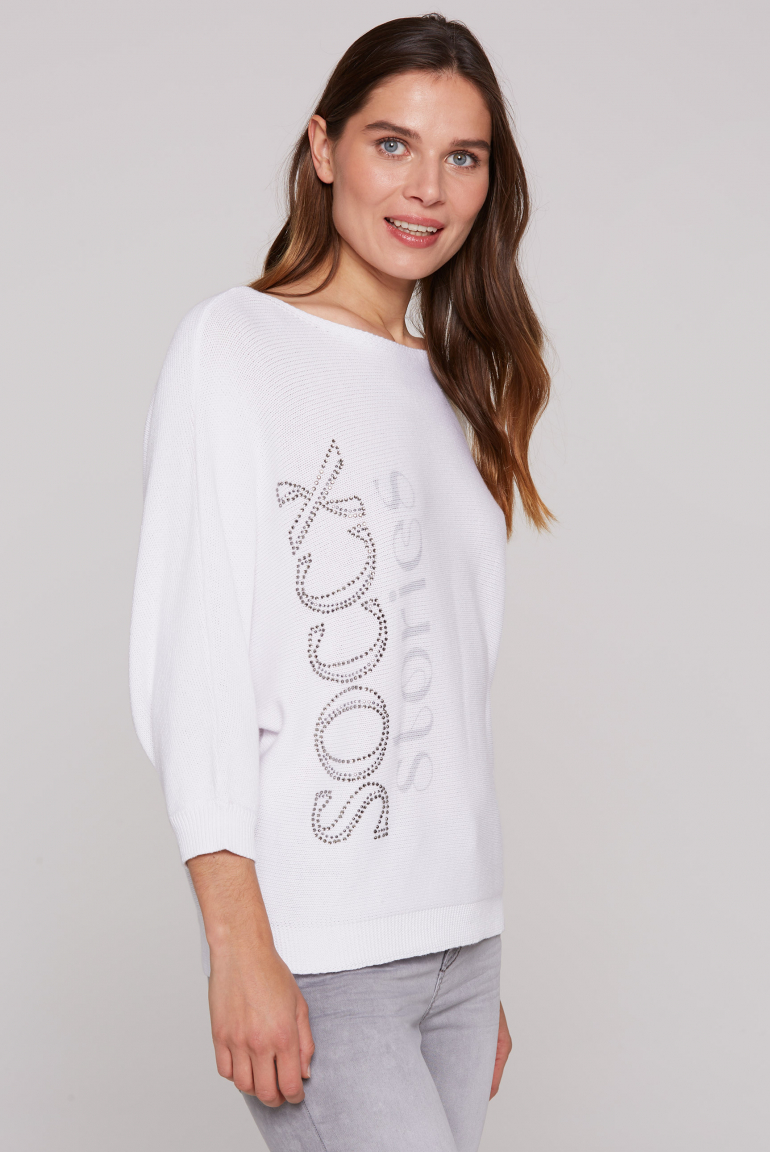 Pullover mit Fledermausärmeln und Logo Artwork