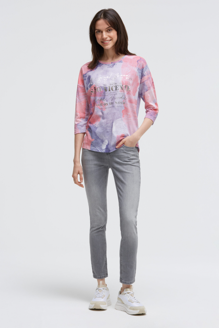 Shirt mit Batik All Over Print und 3/4-Ärmeln