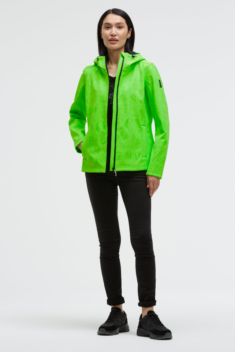 Softshelljacke mit Kapuze und Glossy All Over Print