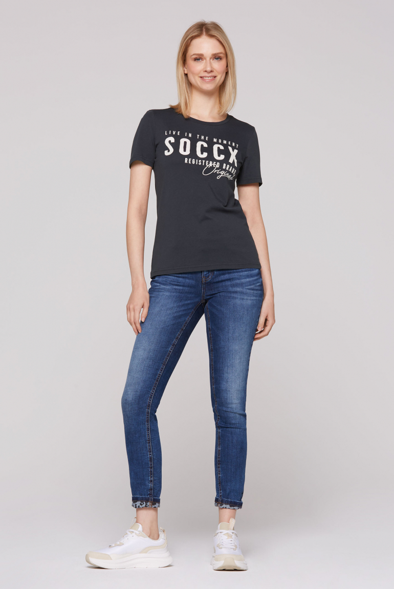 T-Shirt mit Rundhalsausschnitt und Logo Print
