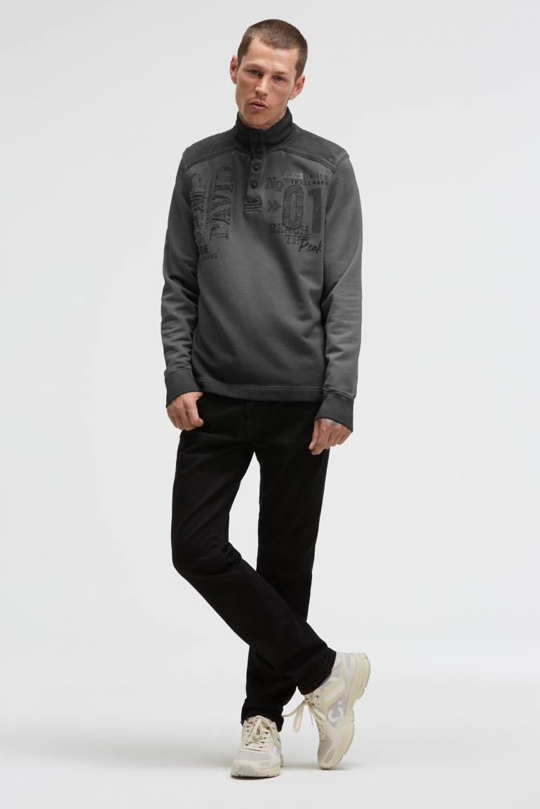 Troyer-Sweatshirt mit Strick-Details und Artworks