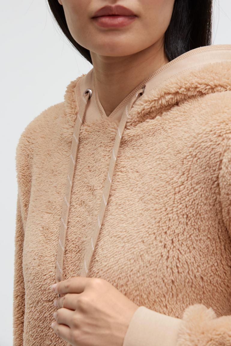 Hoodie aus Sherpa-Fleece mit Label Patch