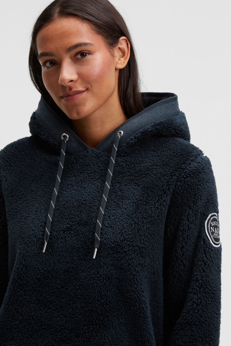 Hoodie aus Sherpa-Fleece mit Label Patch