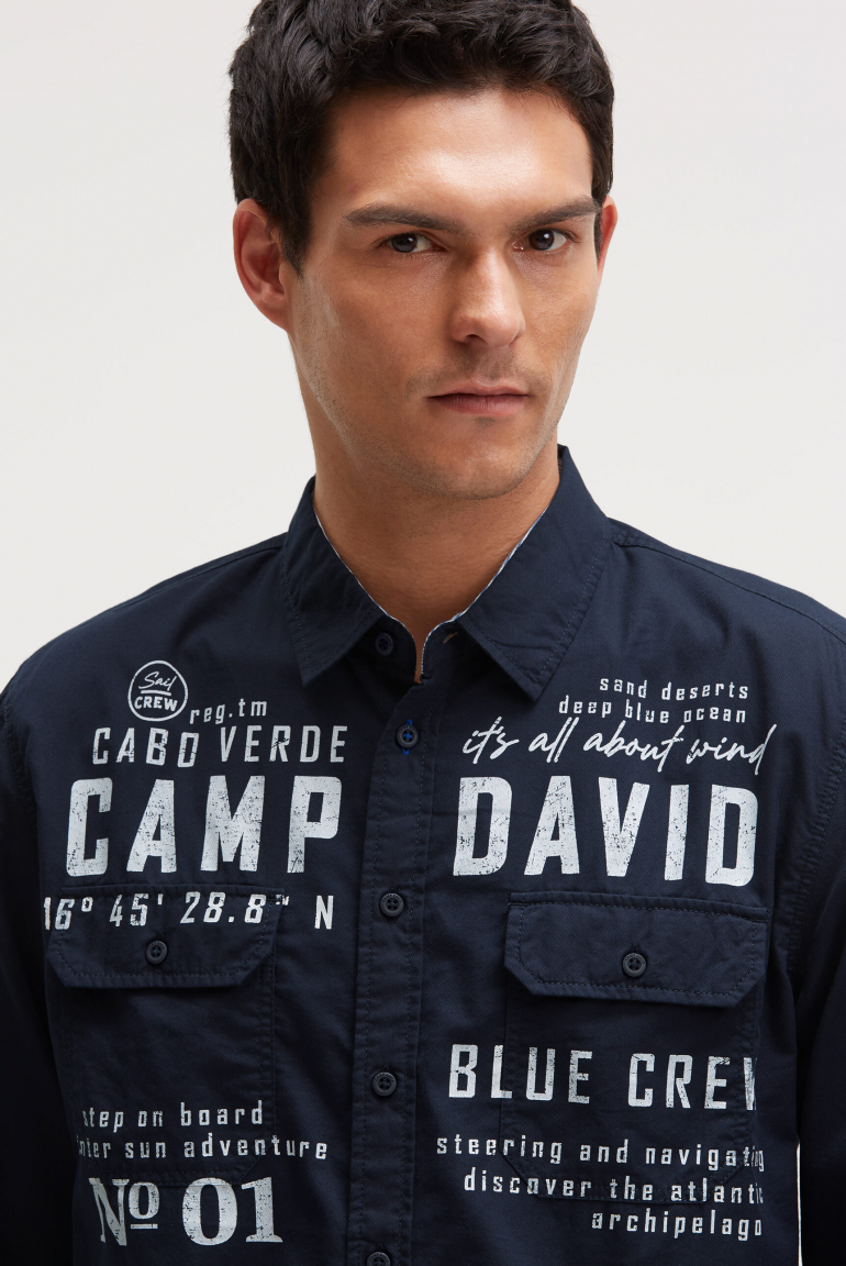 Langarmhemd mit Klappentaschen und Prints