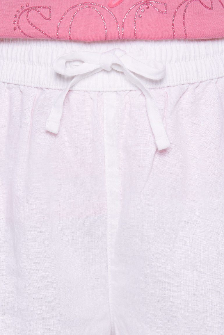 Leinenshorts mit Ajour-Taschen