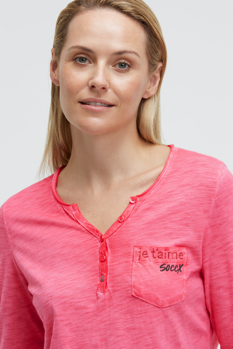 Serafino-Shirt mit Rücken-Print