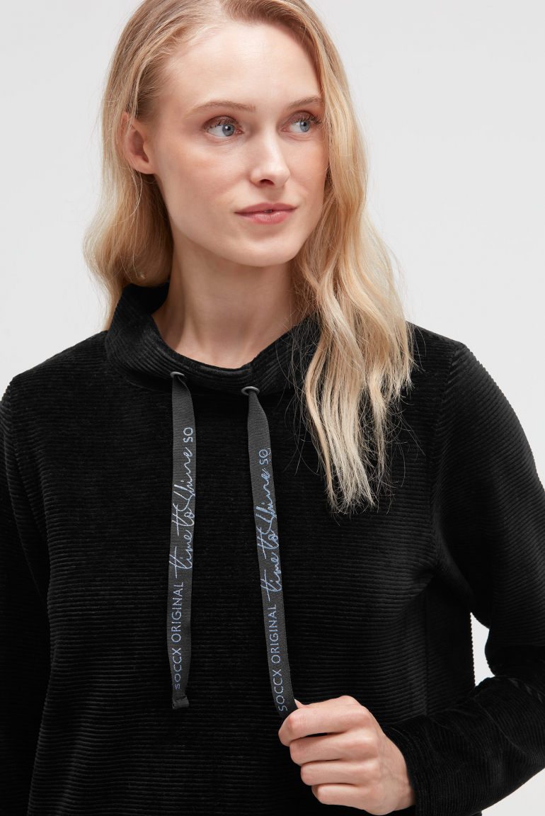 Sweatshirt mit gerippter Samt-Struktur
