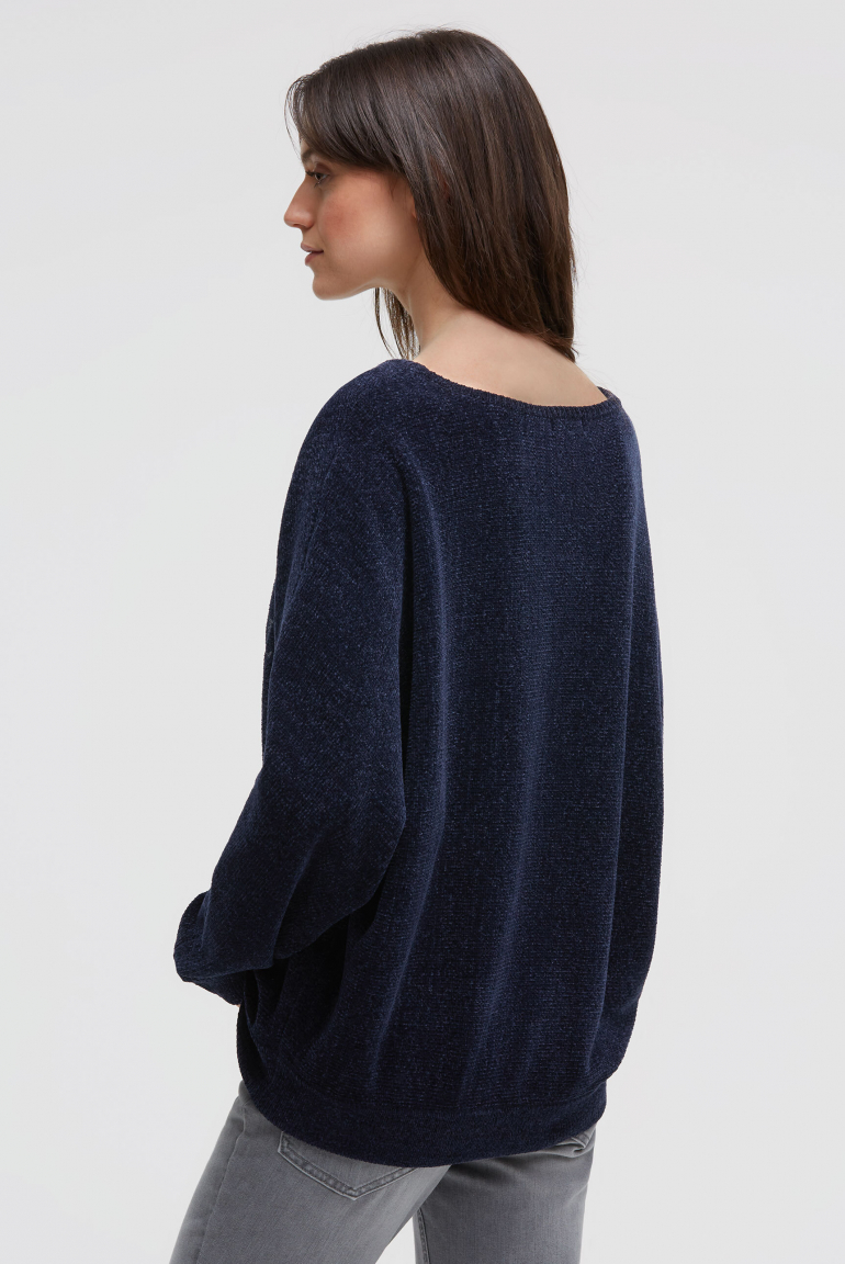 Chenille-Pullover mit Glitter Print