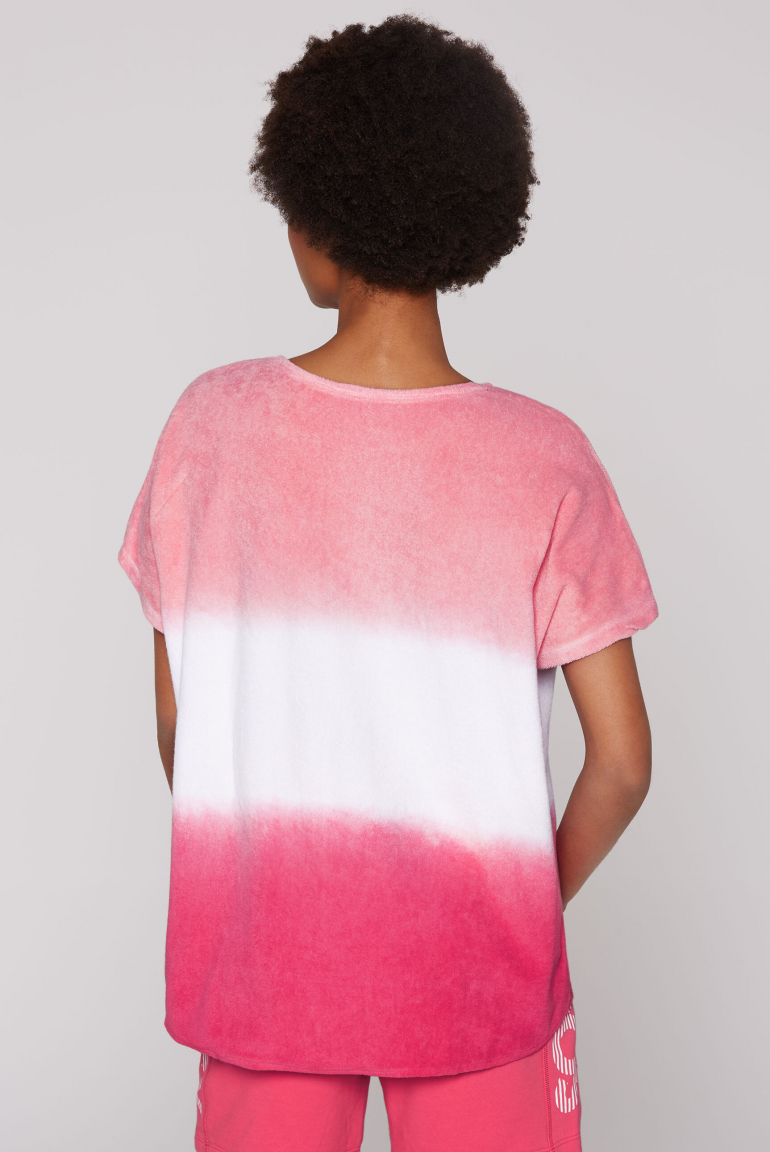 Frottee-Shirt mit Dip-Dye-Spray-Effekt