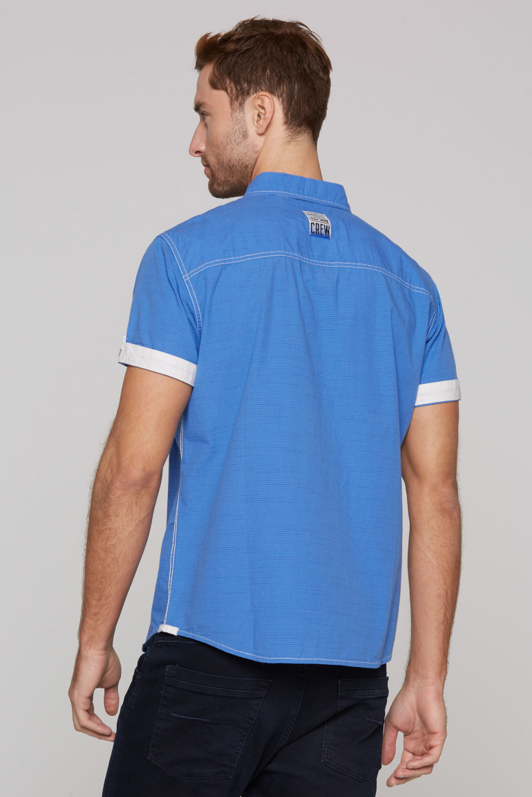 Kurzarm-Streifenhemd mit Label-Stickereien