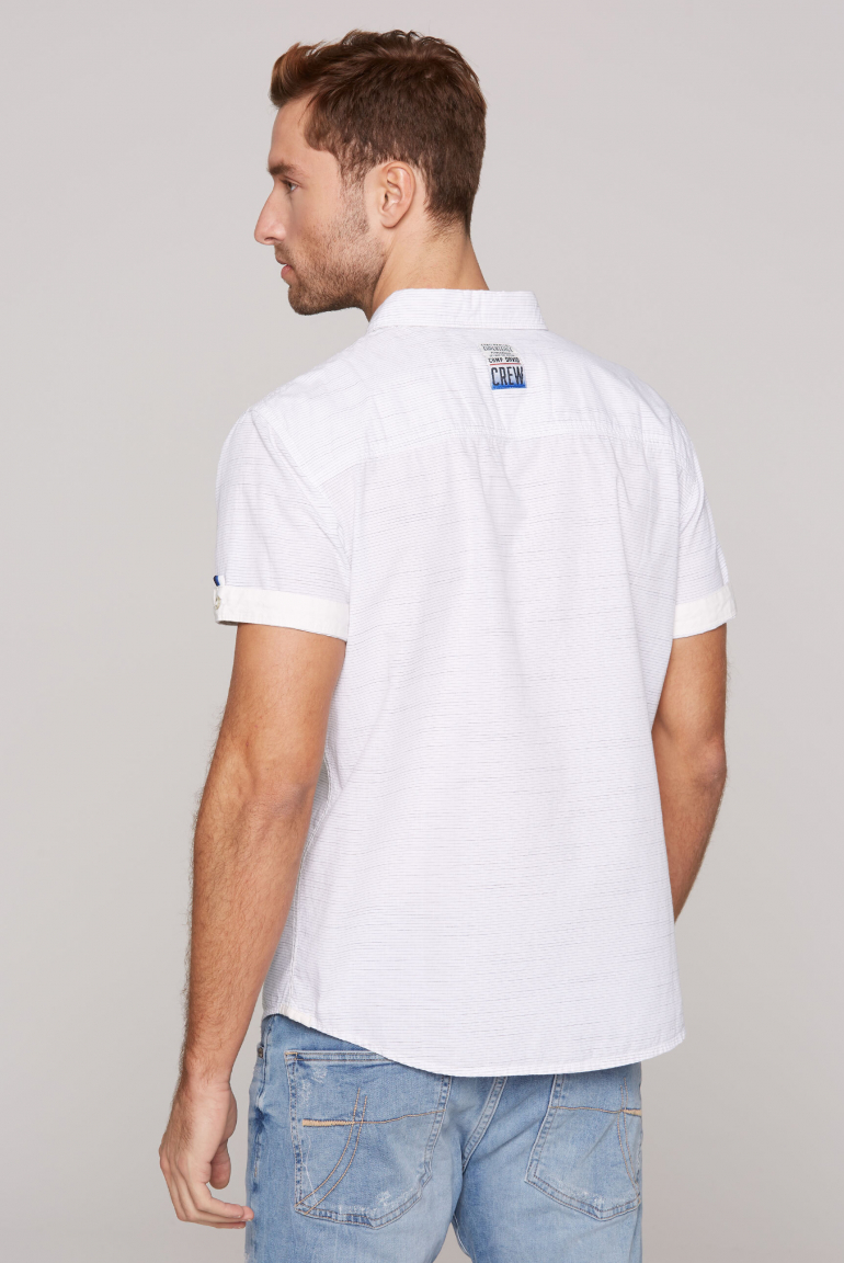 Kurzarm-Streifenhemd mit Label-Stickereien