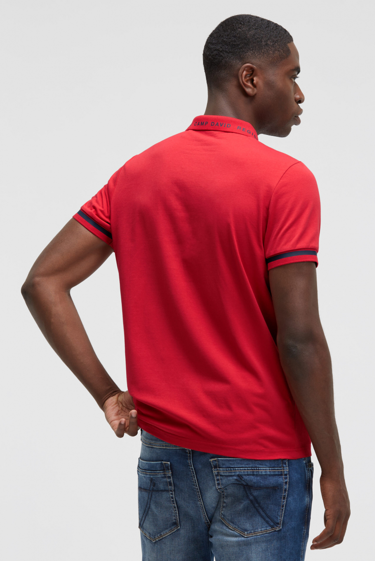 Kurzarmpolo mit Zipper und Folienprints