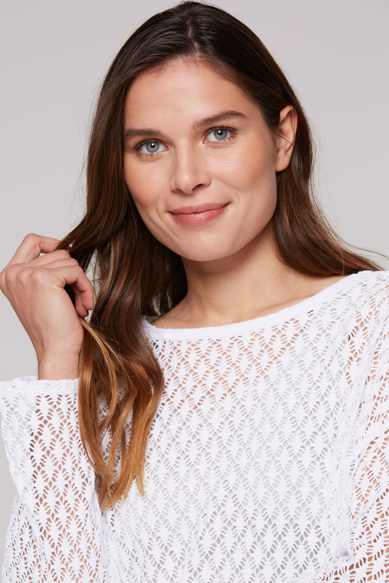 Langarmshirt mit Ajour-Muster