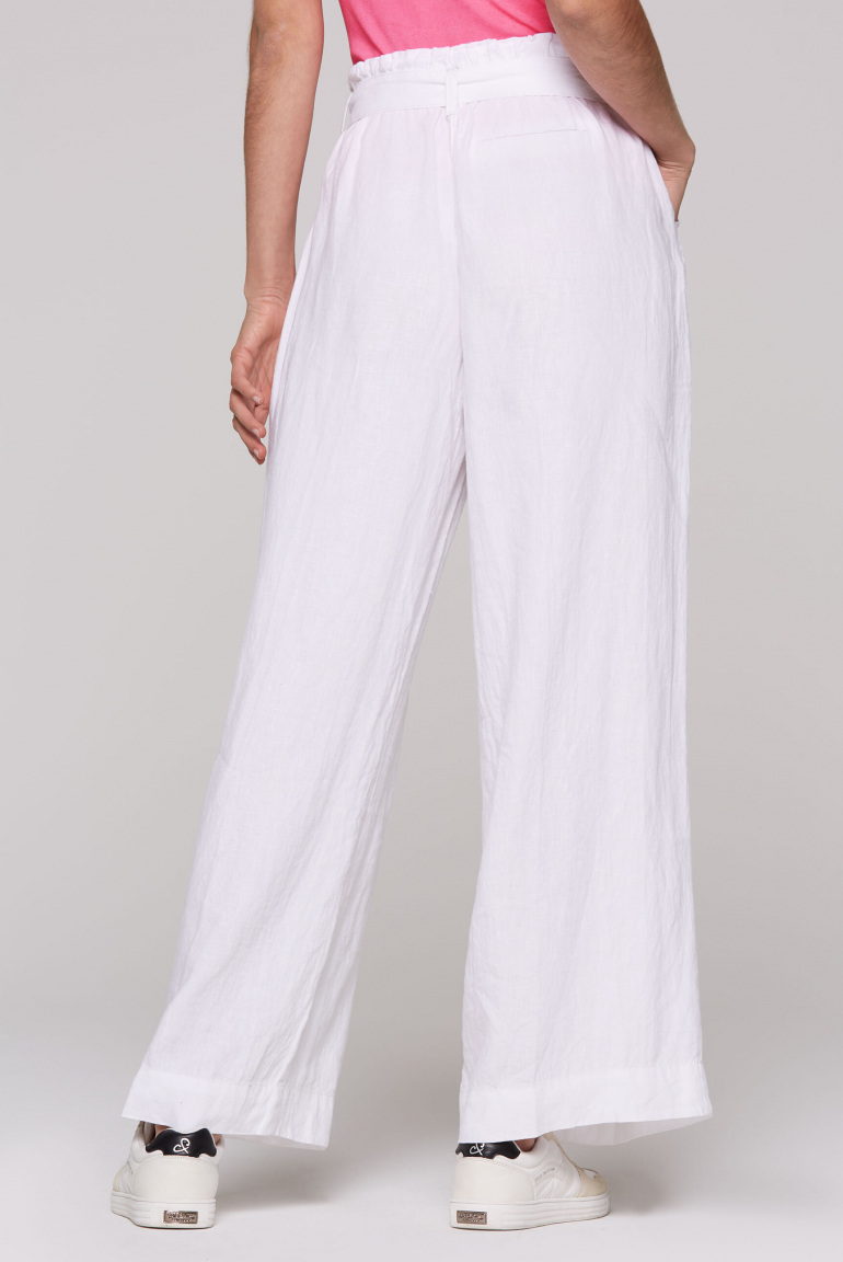 Leinenhose mit weitem Bein und Bindegürtel