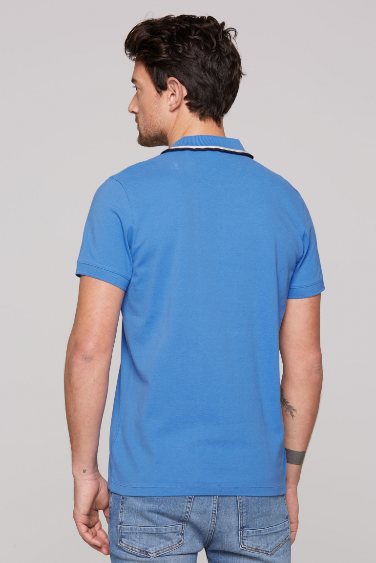 Poloshirt aus Pikee mit Zipper und Patches