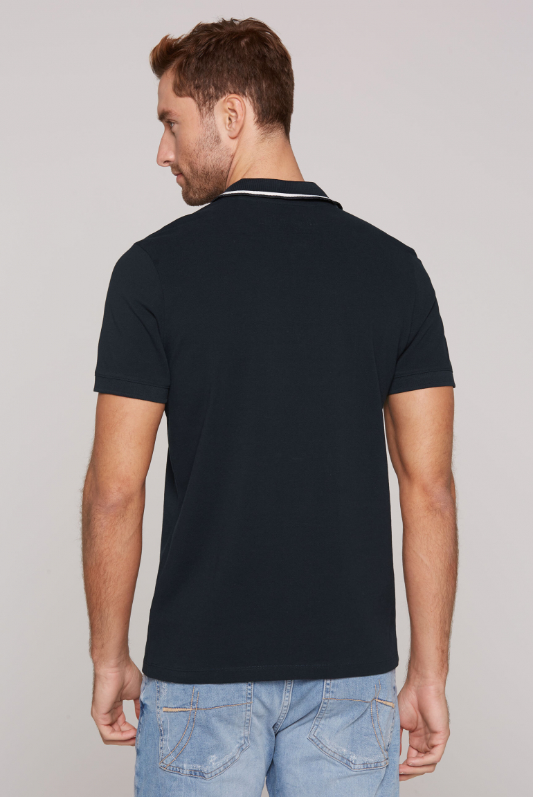 Poloshirt aus Pikee mit Zipper und Patches