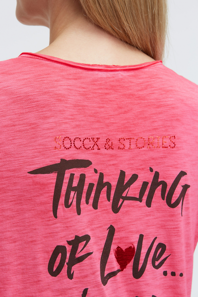 Serafino-Shirt mit Rücken-Print