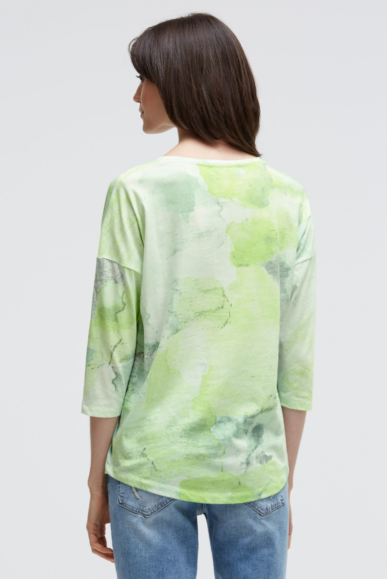 Shirt mit Batik All Over Print und 3/4-Ärmeln