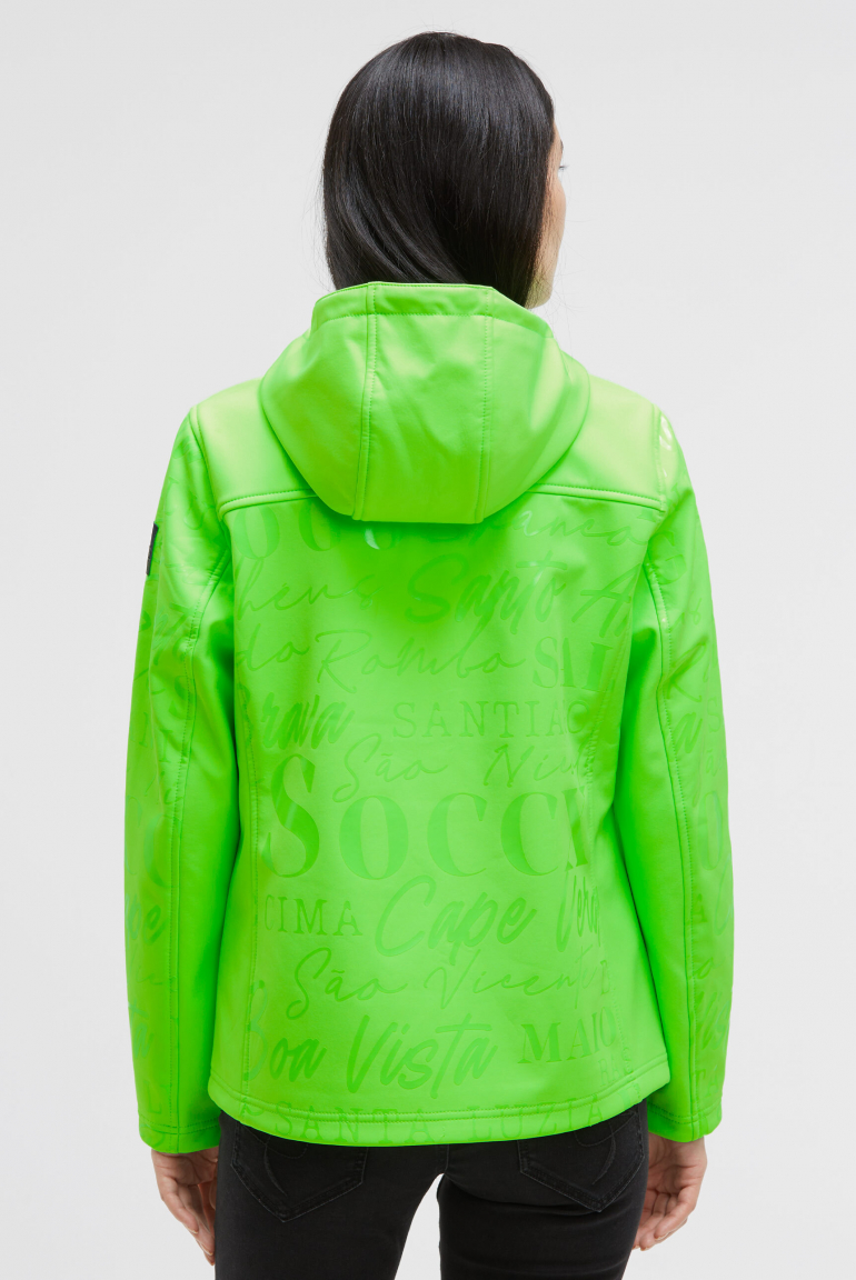 Softshelljacke mit Kapuze und Glossy All Over Print