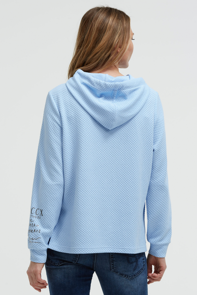 Strukturierter Hoodie mit Seitenschlitzen
