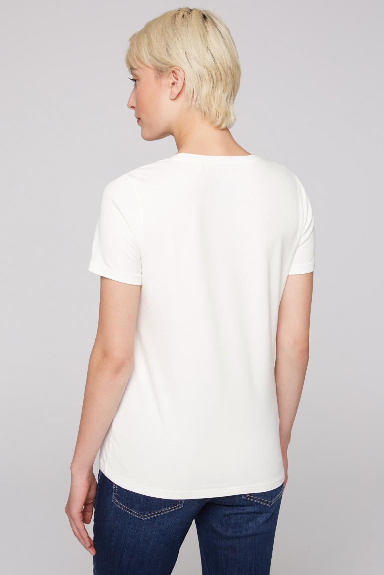 SOCCX Damen T-Shirt Mit Rundhals - Basic Shirt Mit Logo Print