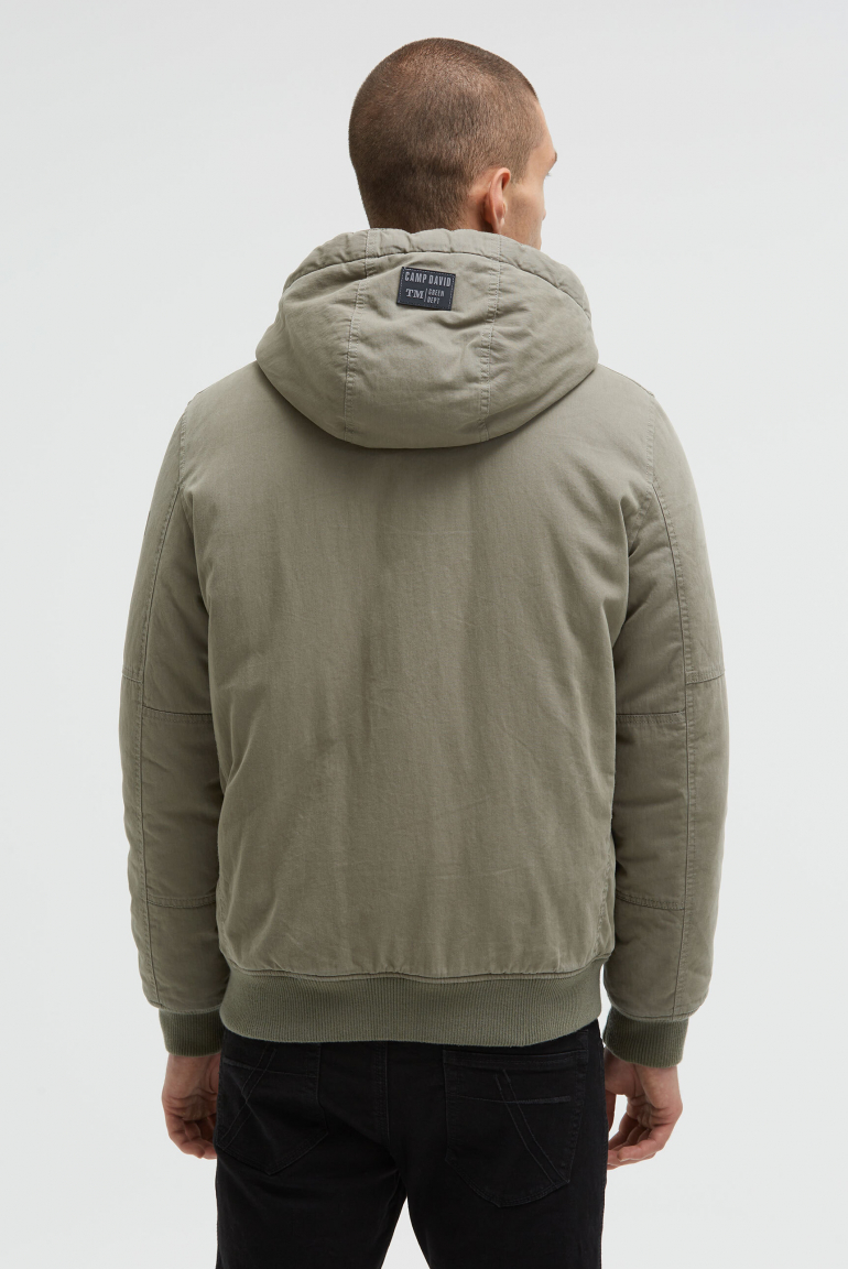 Wattierter Blouson mit Kapuze und Artworks