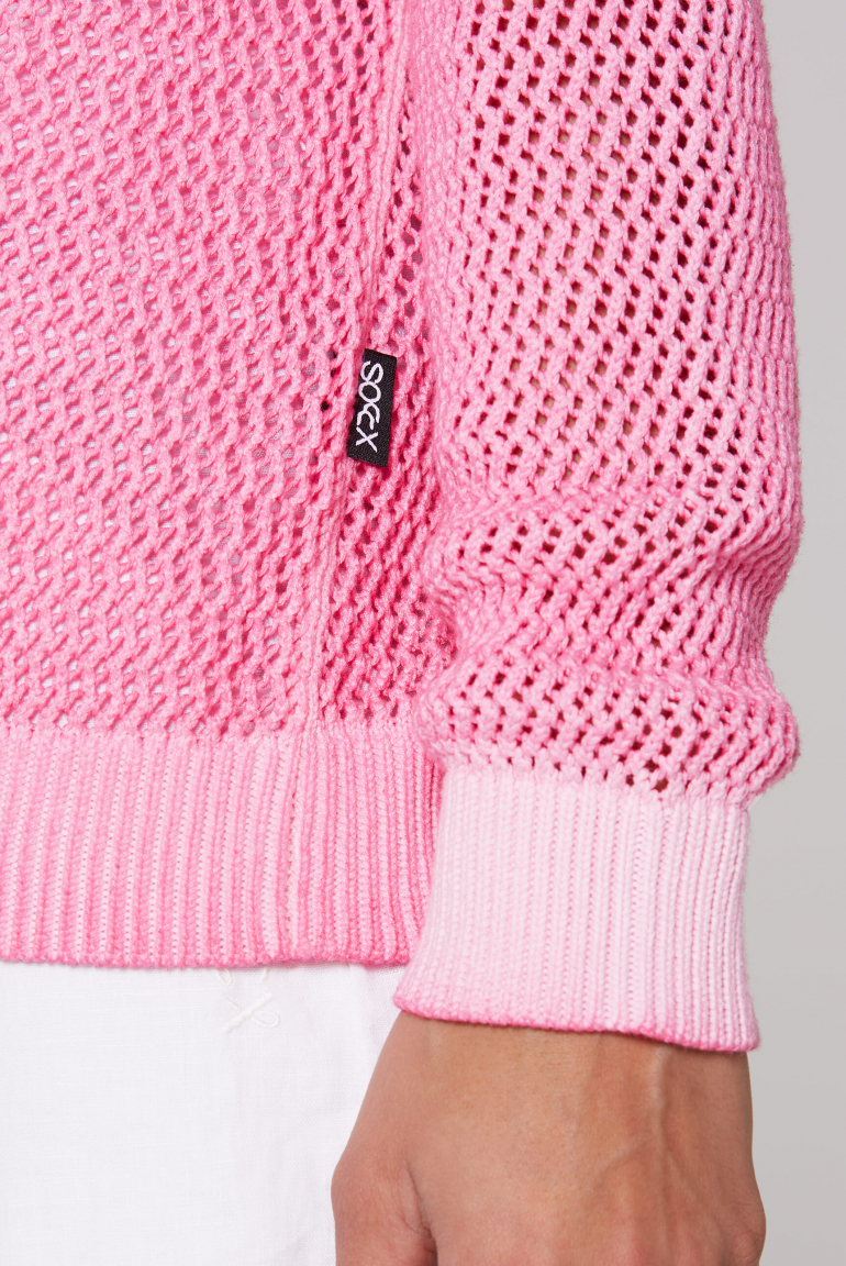 Kurze Strickjacke mit Meshstruktur