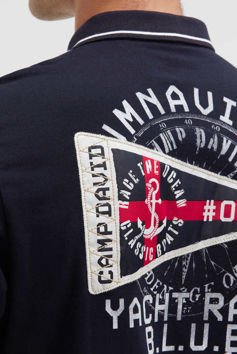 Langarmpolo mit Rücken-Artwork