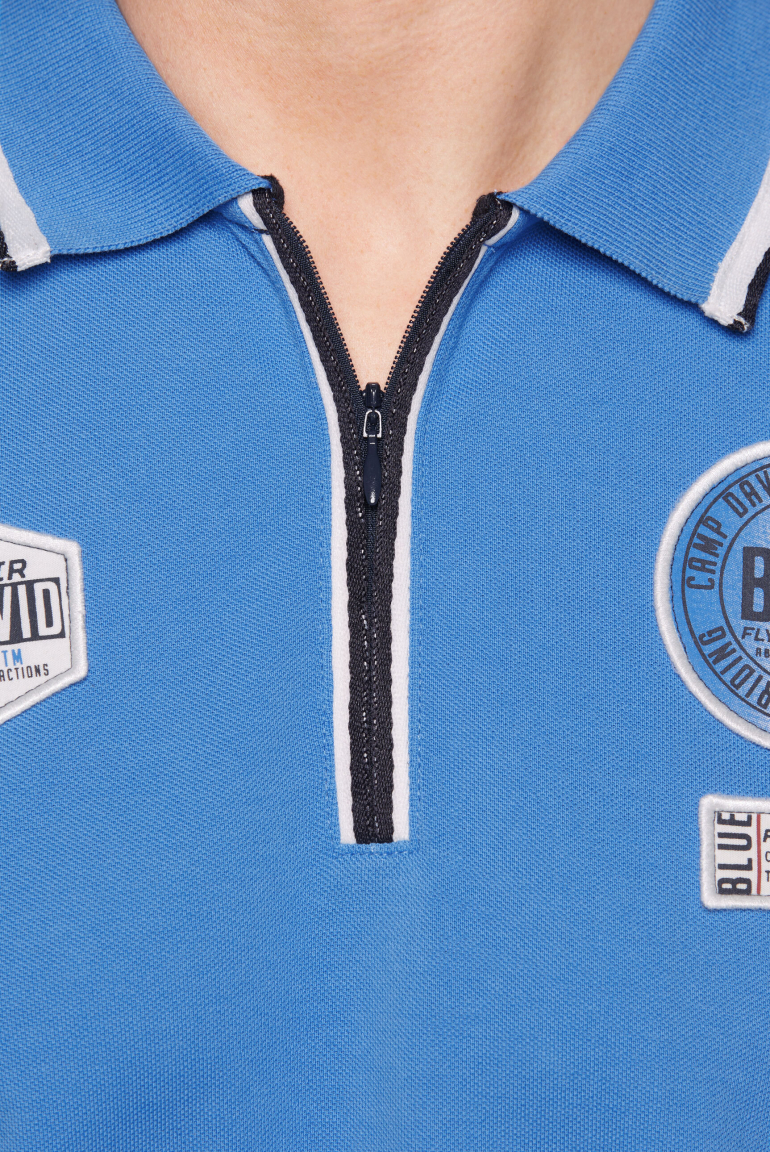 Poloshirt aus Pikee mit Zipper und Patches