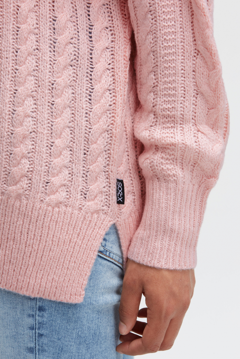 Pullover mit Zopfmuster und Stehkragen