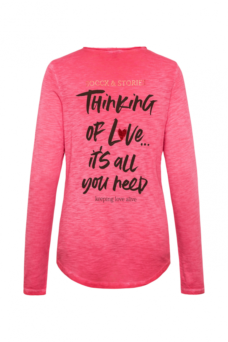 Serafino-Shirt mit Rücken-Print