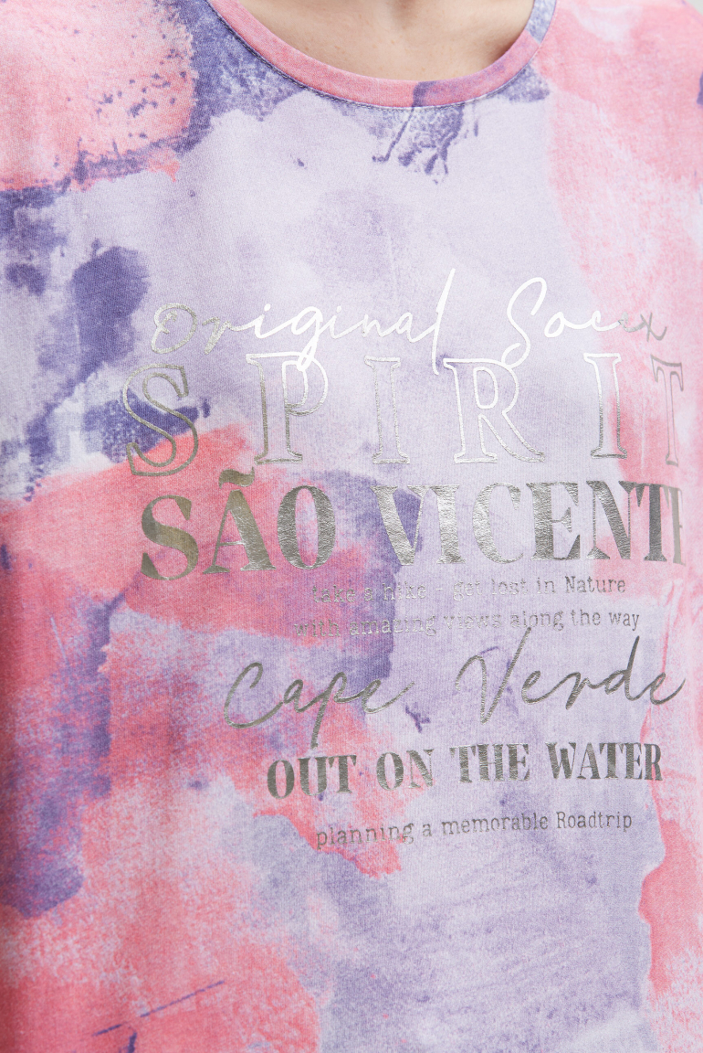 Shirt mit Batik All Over Print und 3/4-Ärmeln