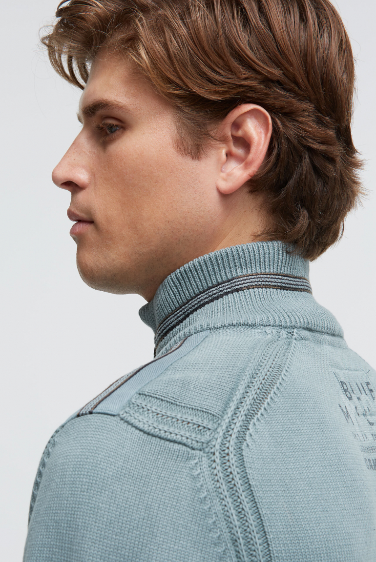 Troyer-Pullover mit Zipper, Tapes und Prints