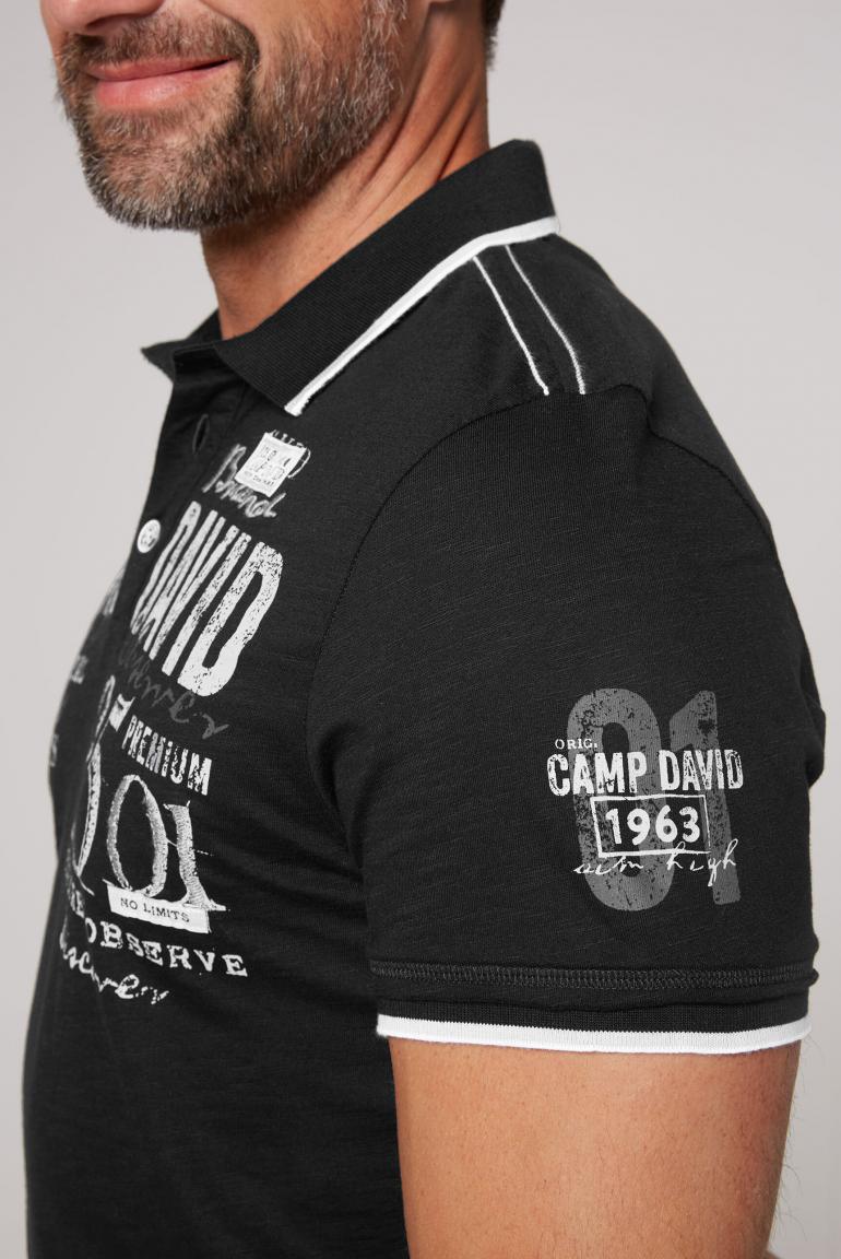 CAMP DAVID & SOCCX black mit Poloshirt Label-Applikationen 