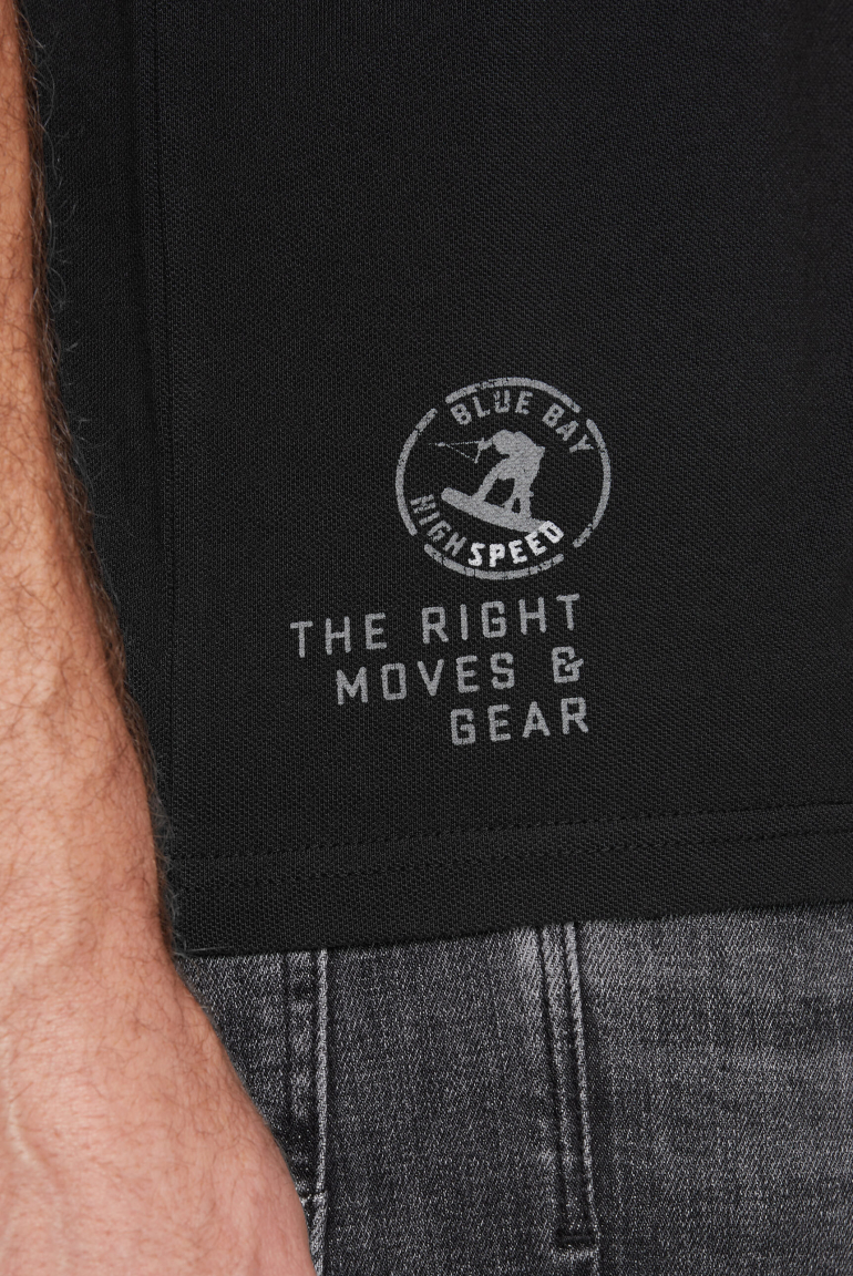 Poloshirt aus Pikee mit Label Prints