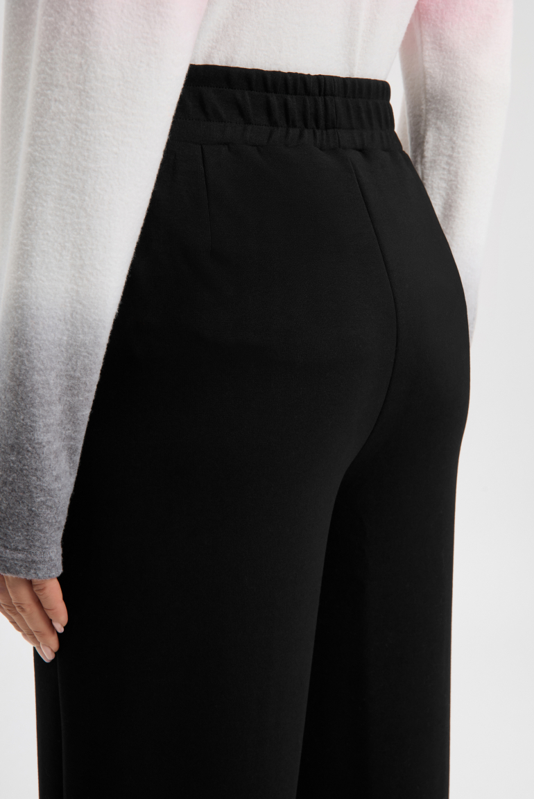 Wide Leg Hose mit Biesen und Elastikbund